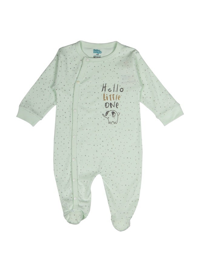 100% Cotton Printed Long Sleeves Jumpsuit/Romper/Sleepsuit With Feet Covering For Babies