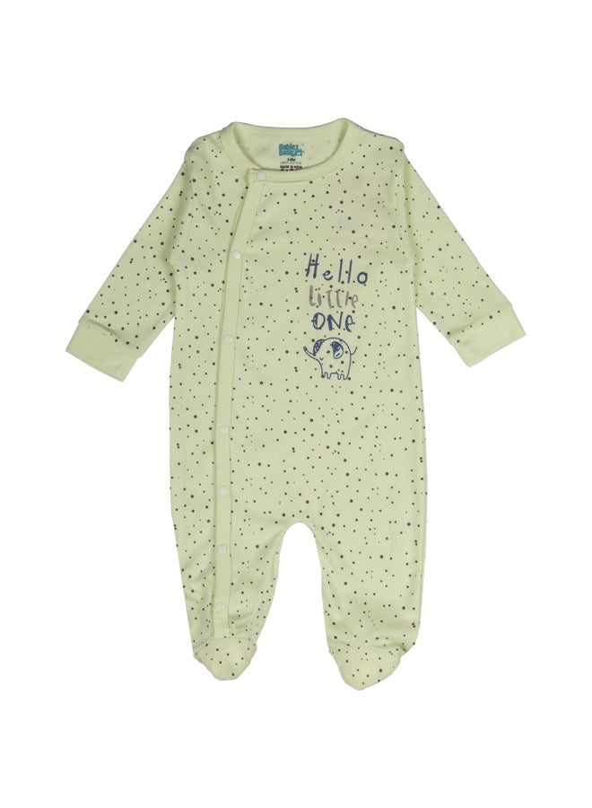 100% Cotton Printed Long Sleeves Jumpsuit/Romper/Sleepsuit With Feet Covering For Babies