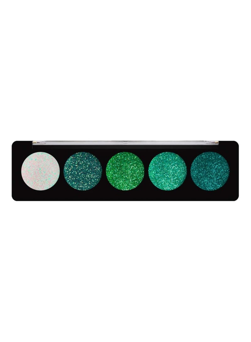 Cosmetics Emerald Gems 5 Shade Glitter Eyeshadow Palette for Attractive Eye Look Raise Your Makeup Game to the Next Level with Premium Beauty Tool