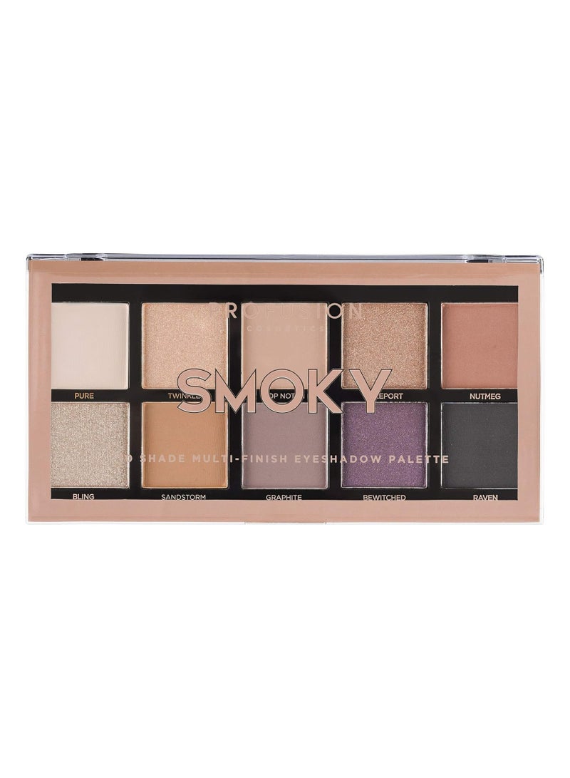 Cosmetics 10 Shade Eyeshadow Palette High Pigmented Multi Finish Colors Vegan and Cruelty Free Create Stunning Looks On the Go Travel Friendly and Versatile Makeup Smoky