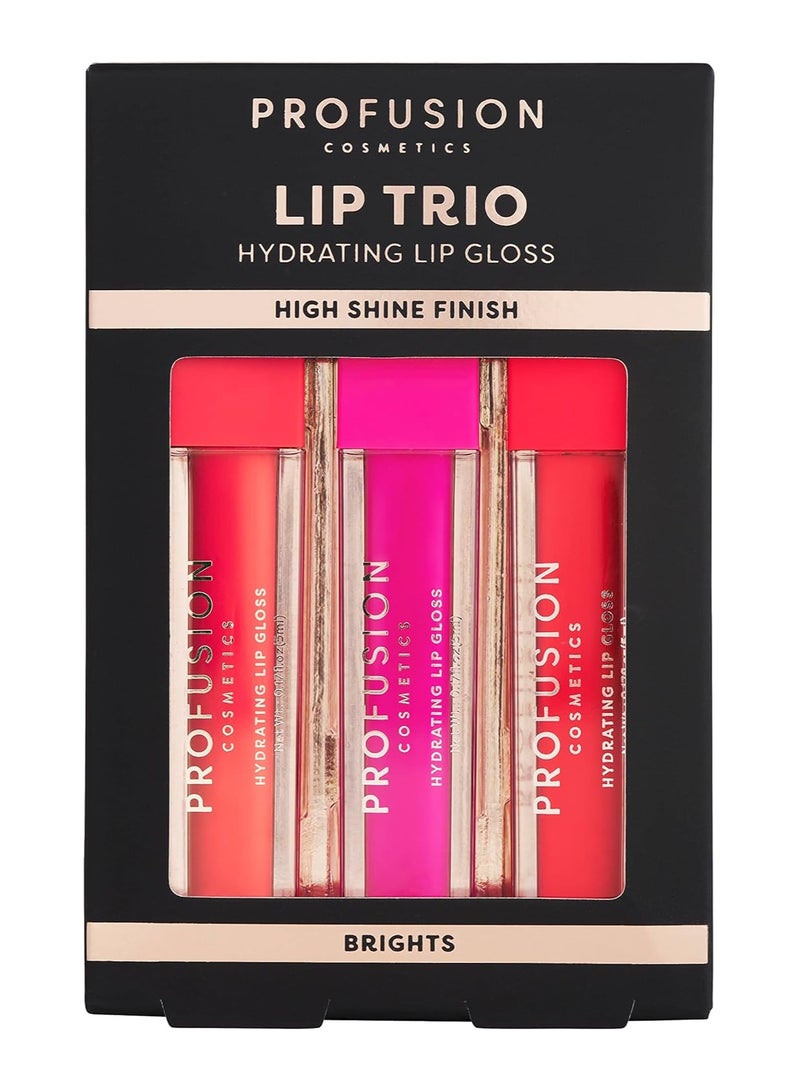 Cosmetics Lip Trio Hydrating Lip Gloss with High Shine Finish for All Skin Types Achieve Luscious Lip with Bold and Nourishing Lip Gloss Set brights