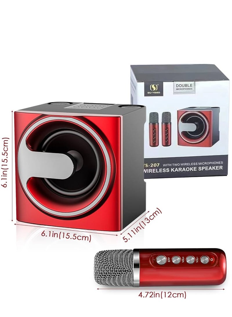 Karaoke System With 2 Microphones And Transformation Light Stereo Speaker Support Bluetooth