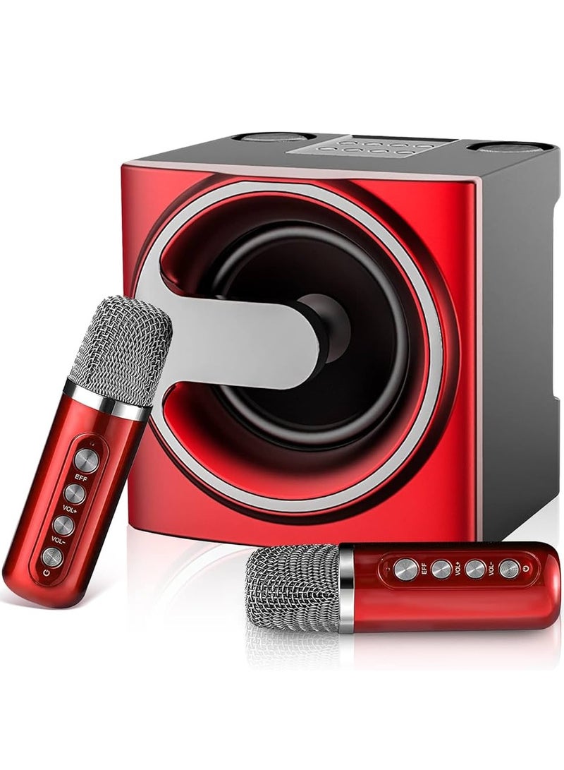 Karaoke System With 2 Microphones And Transformation Light Stereo Speaker Support Bluetooth