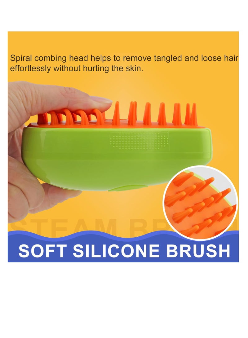 Cat Steam Brush, 3 in 1 Cat Steamy Brush Cleanser, Silicone Massage Grooming Brush, Pet Hair Cleaning Brush Comb for Cats Dogs(Mango Green)