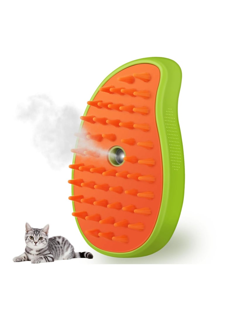 Cat Steam Brush, 3 in 1 Cat Steamy Brush Cleanser, Silicone Massage Grooming Brush, Pet Hair Cleaning Brush Comb for Cats Dogs(Mango Green)