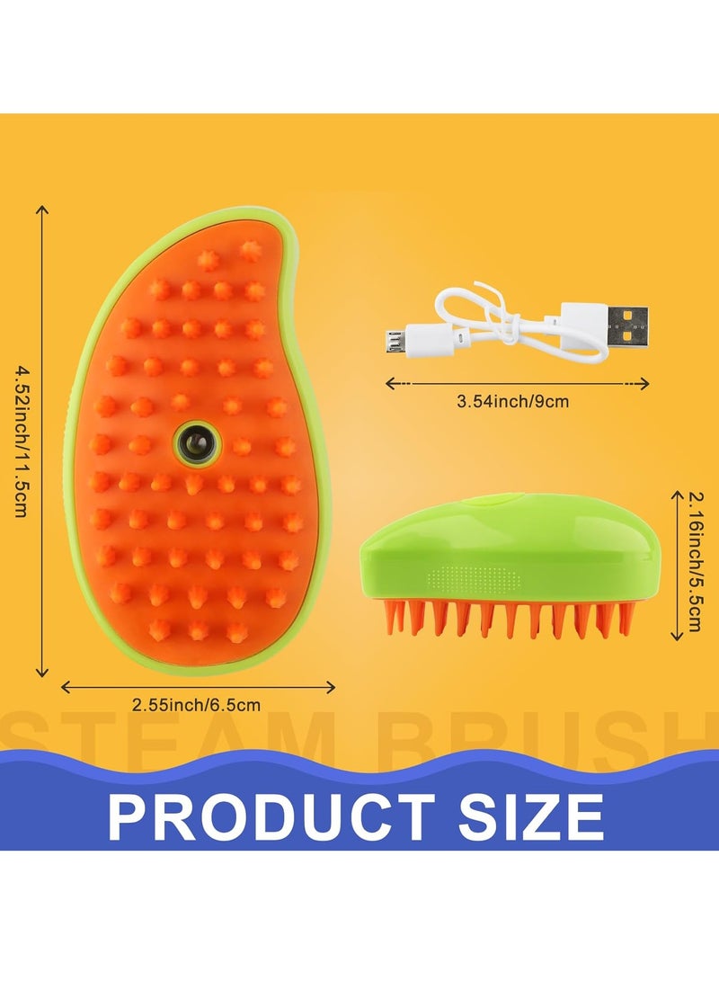 Cat Steam Brush, 3 in 1 Cat Steamy Brush Cleanser, Silicone Massage Grooming Brush, Pet Hair Cleaning Brush Comb for Cats Dogs(Mango Green)