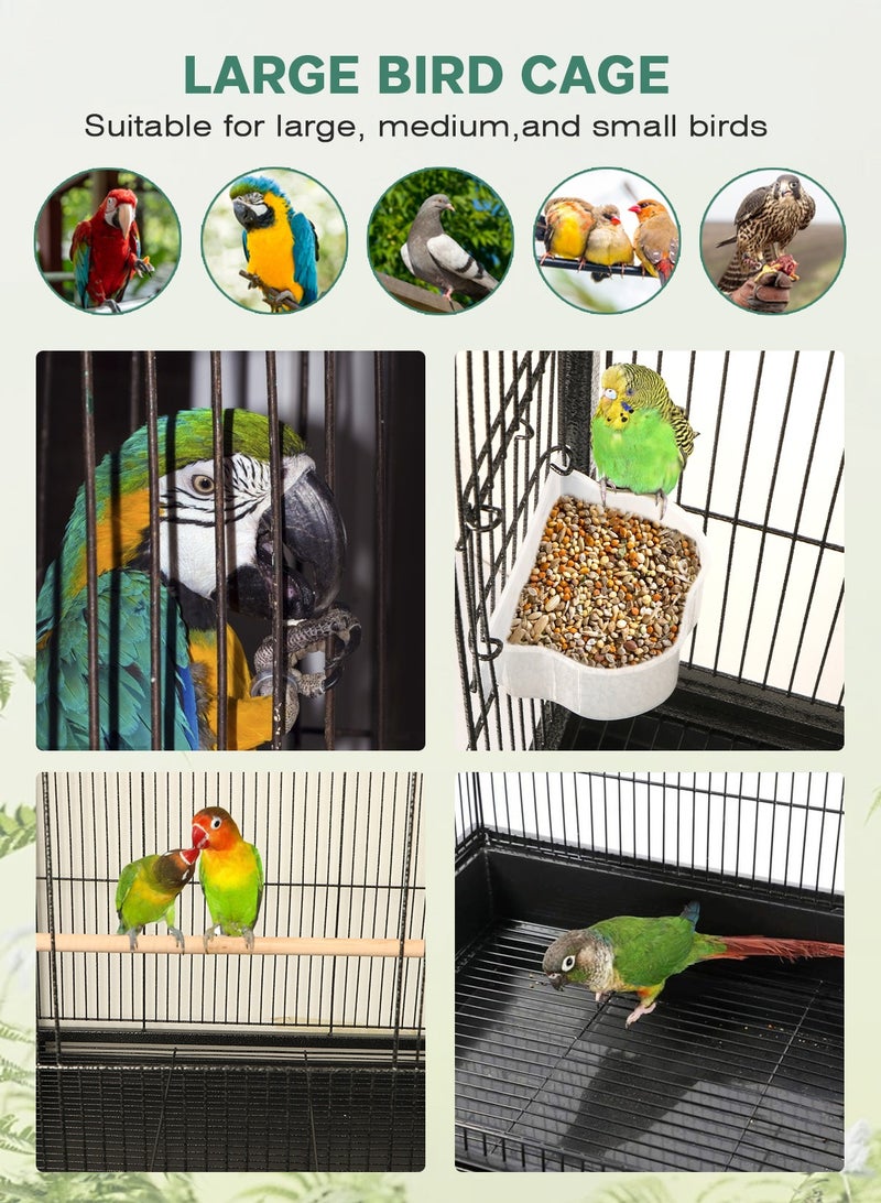 Large Metal Bird Flight Cage, Spacious Parrot Cage with Removable Tray - Multifunctional Aviary with wheels for Convenient Bird Care & Breeding