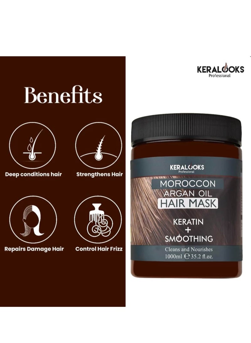 Moroccon Argan Hair Mask For Smoothing Plus Keratin For All Types Hair (1000Ml)