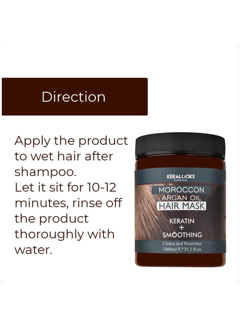 Moroccon Argan Hair Mask For Smoothing Plus Keratin For All Types Hair (1000Ml)