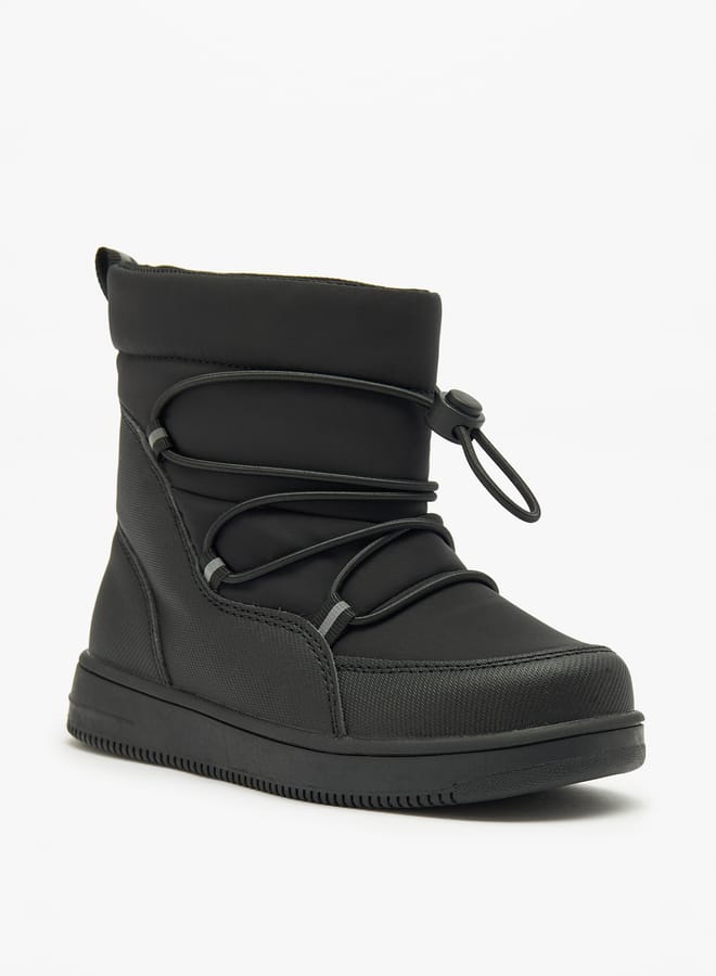 Boys Solid High Cut Slip-On Boots with Drawstring Detail