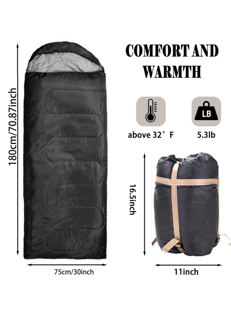 Adult Camping Sleeping Bag 180cm Winter Cold Weather Children's Sleeping Bag Camping Hiking Outdoor Travel Lightweight Waterproof Splicing Grey