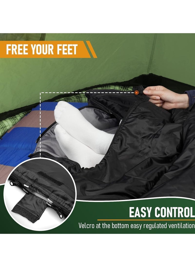 Camping Sleeping Bag for Adults with Zipper Holes Sleeping Bags Winter Cold Weather Kids Sleeping Bag for Camping Hiking Outdoor Travel Lightweight Waterproof Splicable 220*150CM