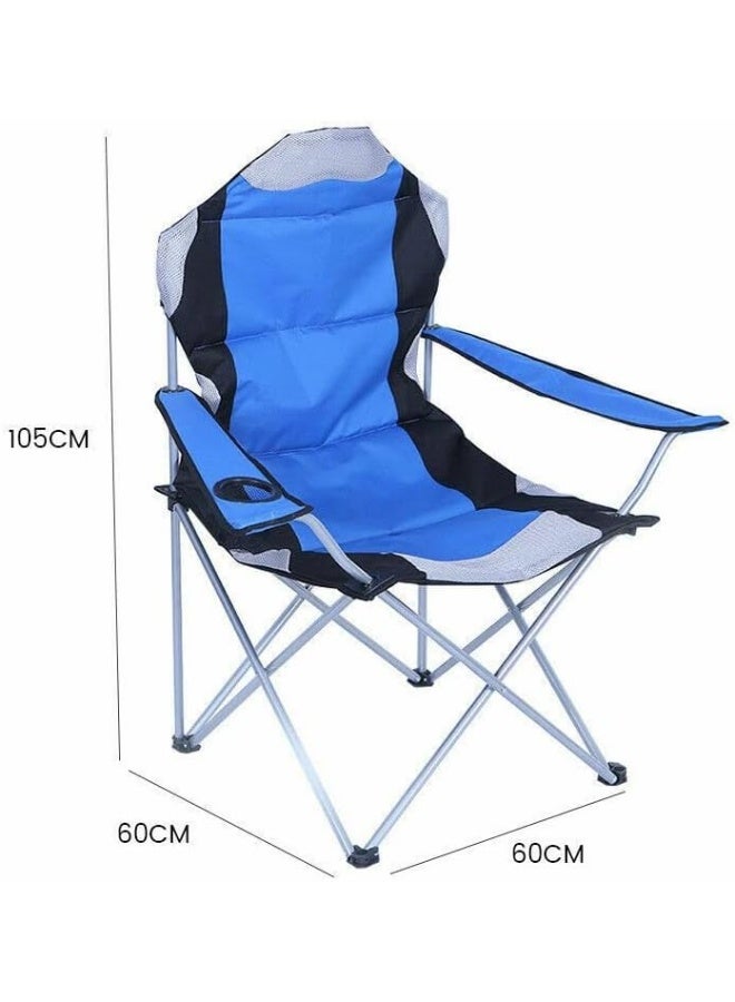 GO2CAMPS Foldable Camping Chair with Cup Holder Heavy Quality (Blue)