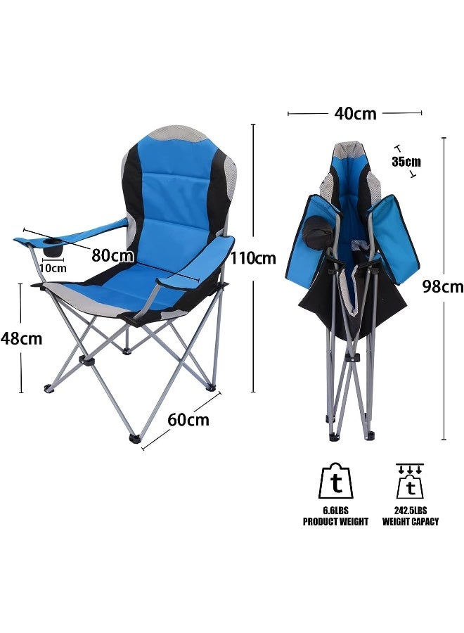 GO2CAMPS Foldable Camping Chair with Cup Holder Heavy Quality (Blue) | Sadu Chair | Foldable Chair | Garden Chair | Fishing Chair | Travel Chair | Picnic Chair and Festival chair