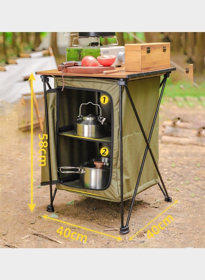 Outdoor Folding Storage Table, Portable Camping Tool Food Storage Box, Item Storage Cabinet in Tent, Picnic Garden Barbecue Tableware Storage Rack