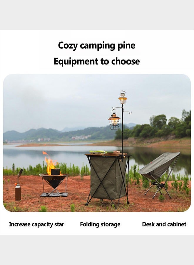 Outdoor Folding Storage Table, Portable Camping Tool Food Storage Box, Item Storage Cabinet in Tent, Picnic Garden Barbecue Tableware Storage Rack