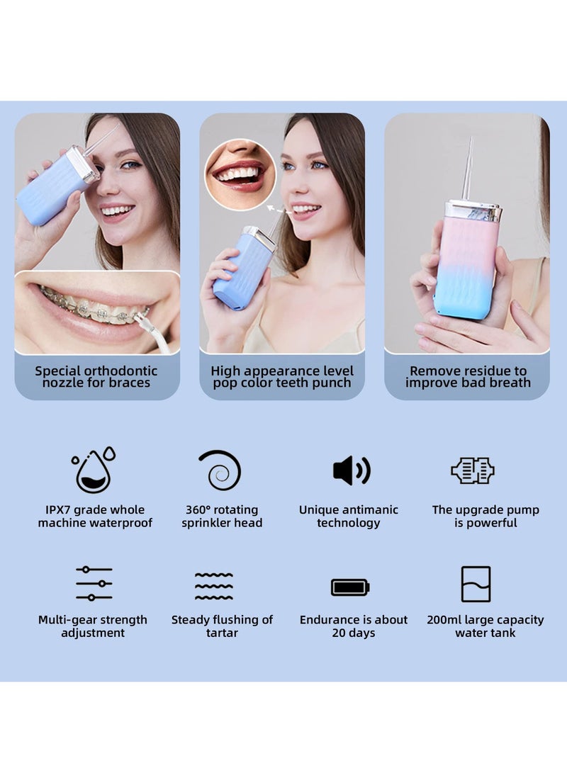 Cordless Water Flosser, Portable Intelligent Teeth Cleaning Water Flosser, Strong Flow Electric Rechargeable Oral Irrigator for Gum, Braces Care