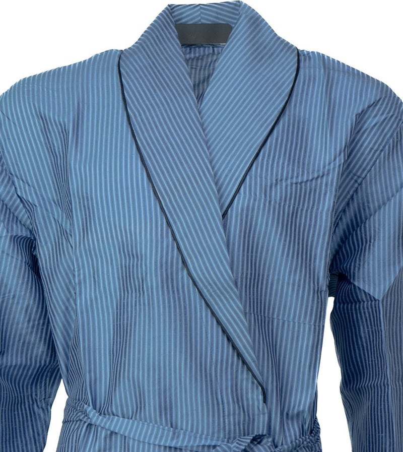 Men's Classic Model Robe Premium 100% Cotton Pocket Robe Waist Belted Pocket Full Pattern