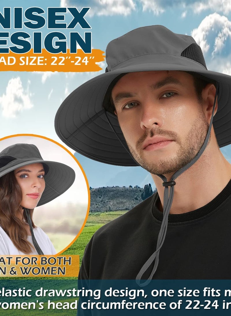 Unisex Sun Hat, Waterproof Wide Brim Bucket Hat Packable Boonie Hat for Fishing Hiking Gardening Safari Beach