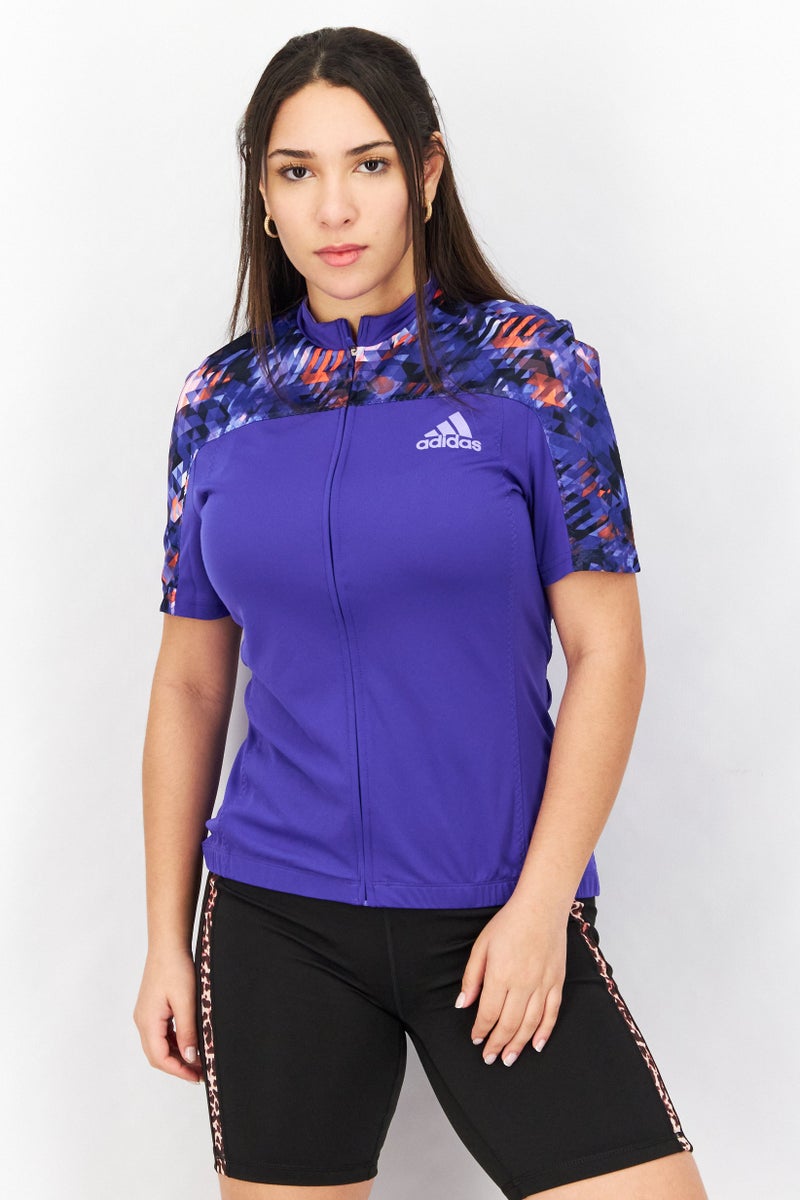 Women Sportswear Fit Short Sleeve Training T-Shirts, Blue-Violet Combo