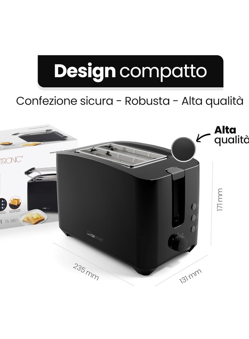 2-Slice Compact Toaster | Defrost/Reheat Function | Sandwich Attachment