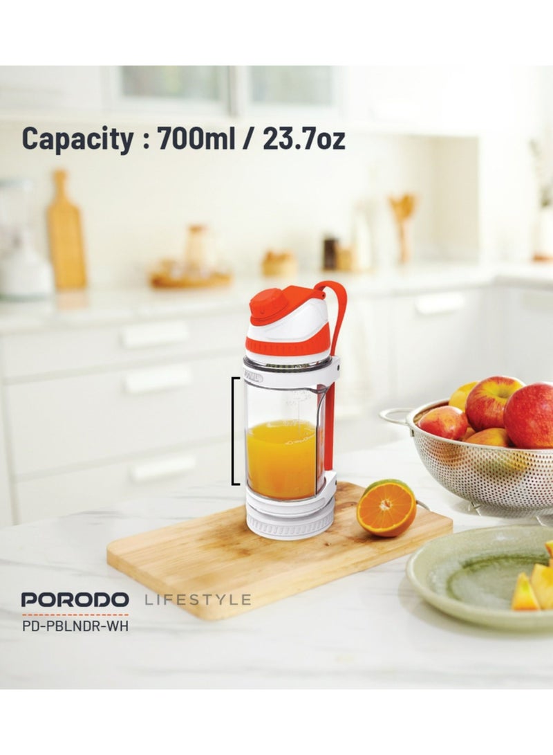 240W 6 Blade Portable Blender 700ml with Functional Design, Powerful Motor Ice Crusher, Blending Time 30 Seconds/Cycle, Innovative Rotation Technology - White