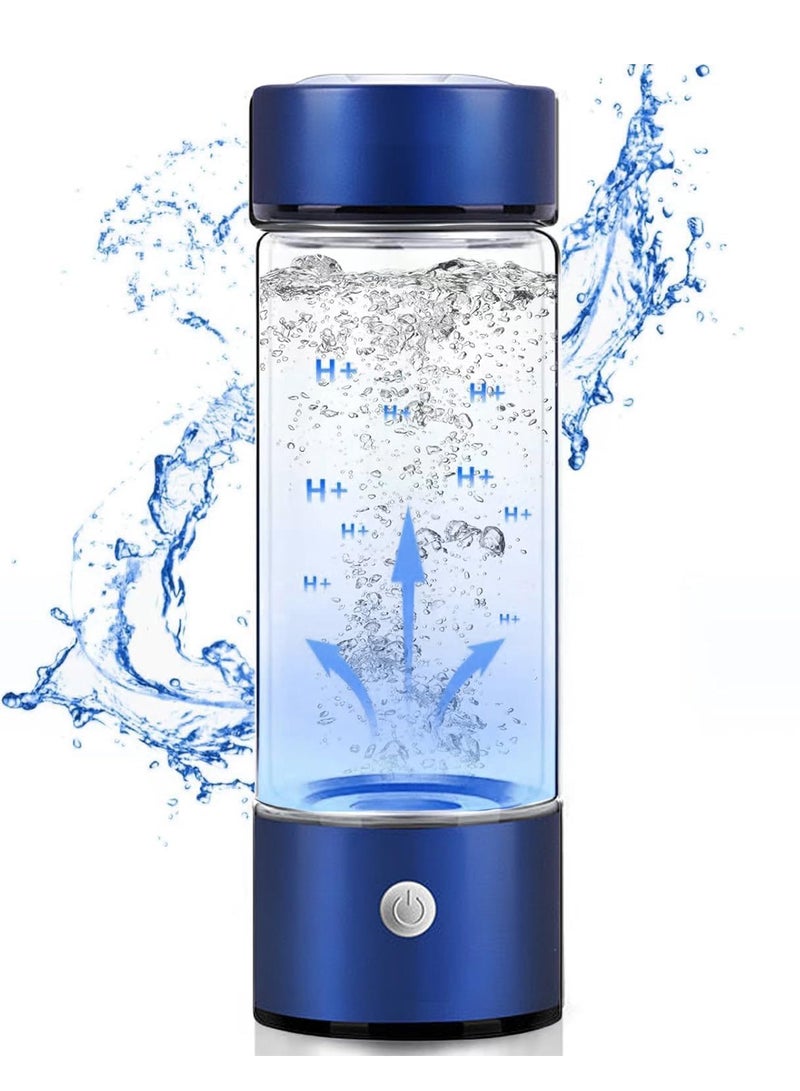 Hydrogen Water Bottle with PEM SPE Technology - Rechargeable Hydrogen Water Generator, Portable Hydrogen Water Ionizer Machine for Home/Office/Travel (Blue)