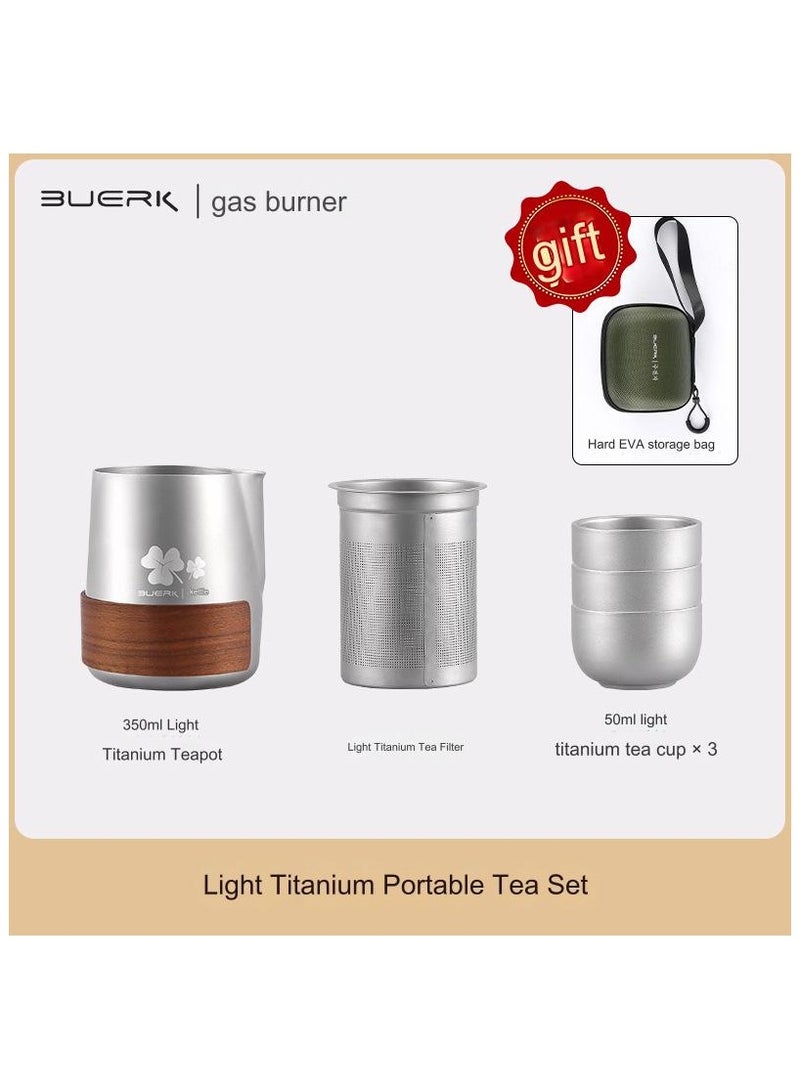 Titanium alloy portable travel tea set teapot double-layer tea cup outdoor camping tea set