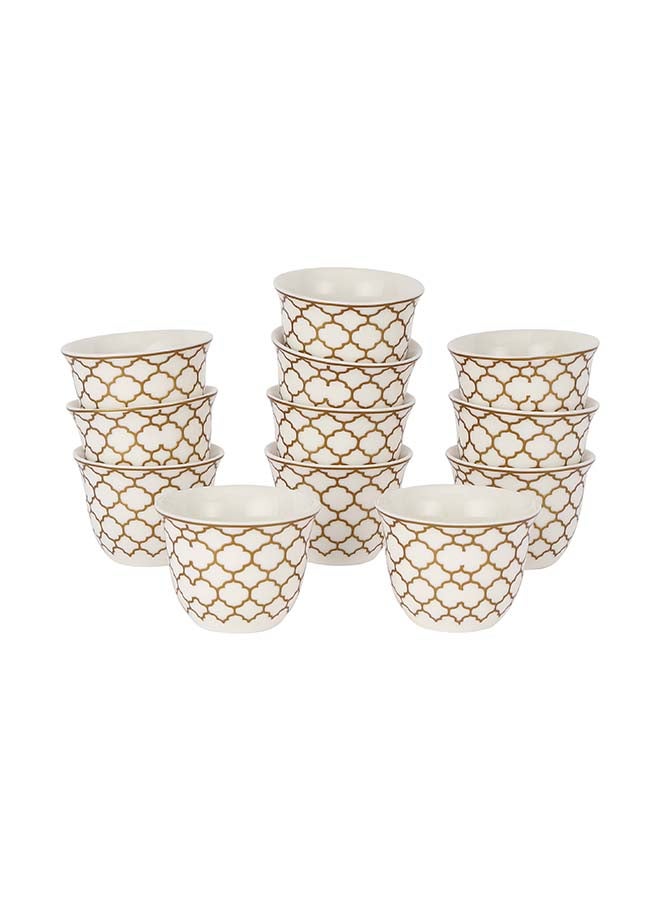 Royalford 12 Piece Bone China Cawa Cup Set- RF12114/ 80 ml Capacity, Heat-Resistant, Scratch-Resistant, Perfect for Serving Traditional Drink, Arabic Coffee Multicolor