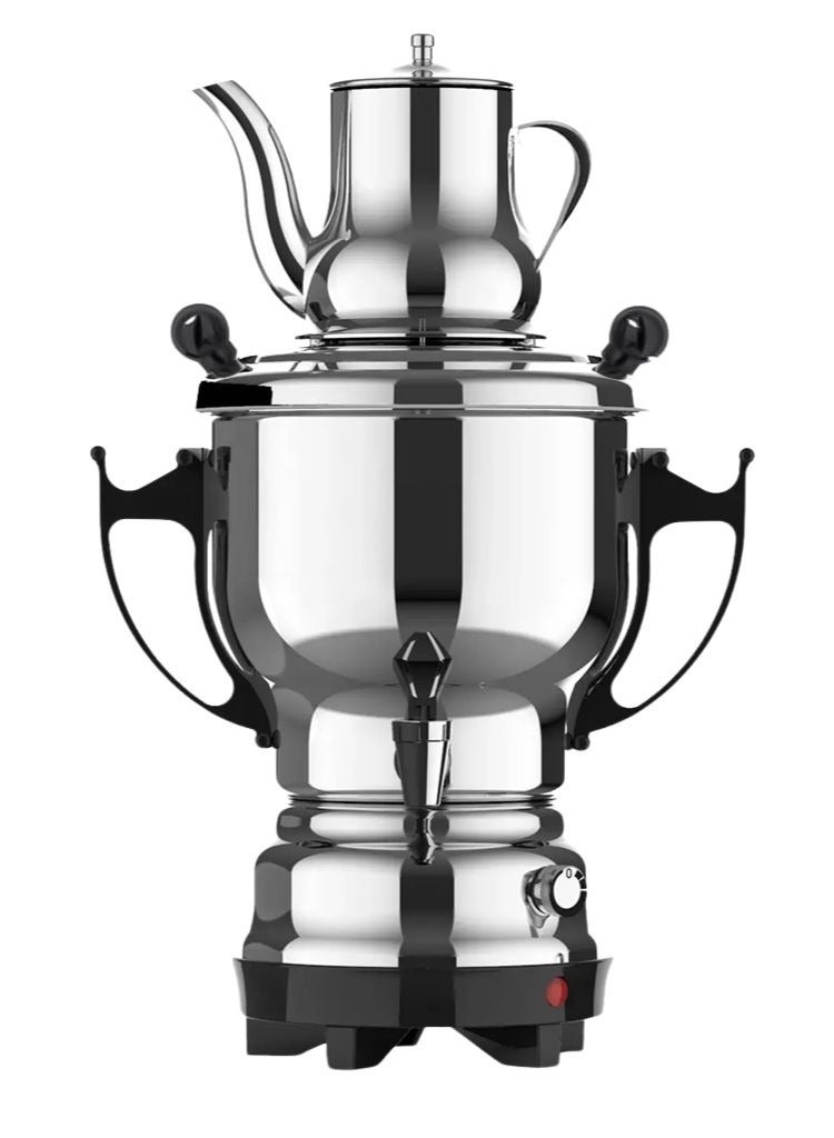 1800W Electric Samovar with 3.5 Litre Kettle Capacity and 0.8 Litre Teapot Capacity, DLC DLC-38135 Tea Maker - Silver