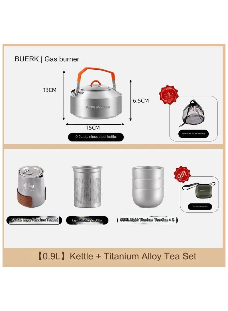 Titanium alloy portable travel tea set teapot double-layer tea cup outdoor camping tea set