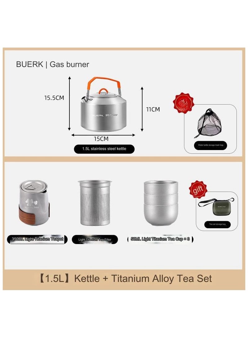 Titanium alloy portable travel tea set teapot double-layer tea cup outdoor camping tea set