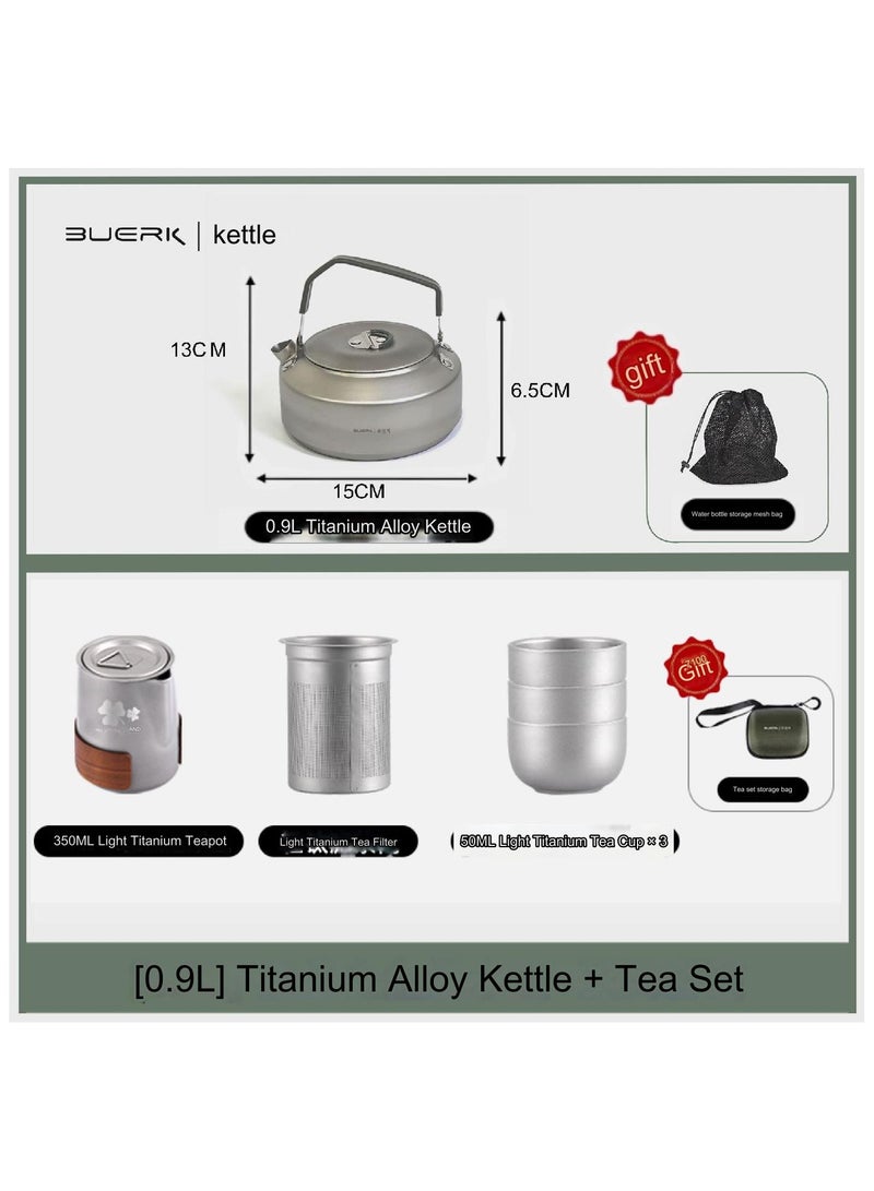 Titanium alloy portable travel tea set teapot double-layer tea cup outdoor camping tea set