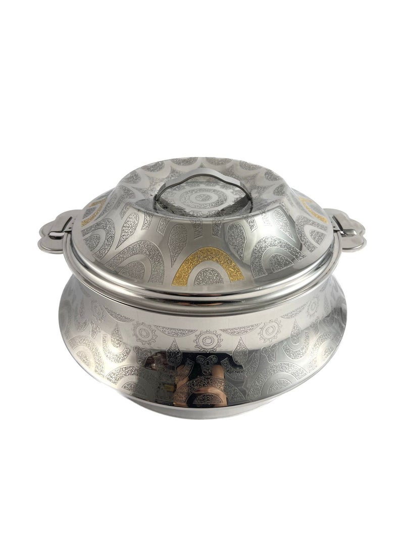 Orcus Hotpot 2500ml Capacity - Unique Locking Lid - High Quality Stainless Steel - Gold  Etching & Silver