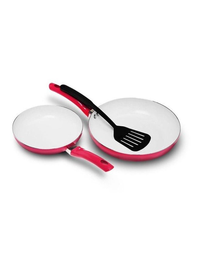 3-Piece Ceramic Frypan Set Pink 26, 20cm