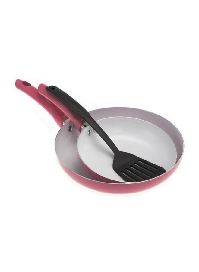 3-Piece Ceramic Frypan Set Pink 26, 20cm