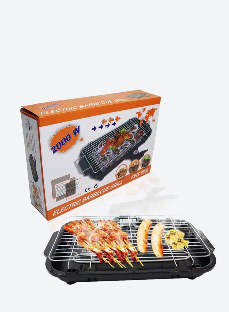 Portable Electric Barbeque Grill: 2000W Indoor & Outdoor Tandoori Maker with Non-Stick Surface & 5 Temperature Settings