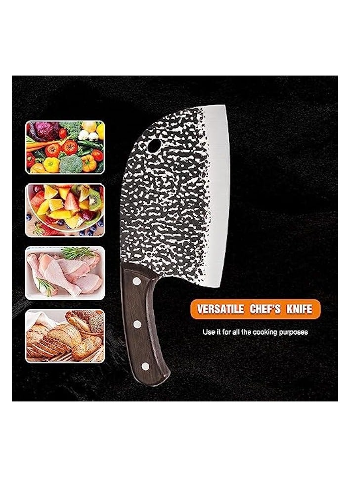 Meat Cleaver Knife 6.2 inches, Ultra Sharp Lightweight Vegetable Kitchen Knife, Full-tang Chopping Knife Serbian Chefs Knife