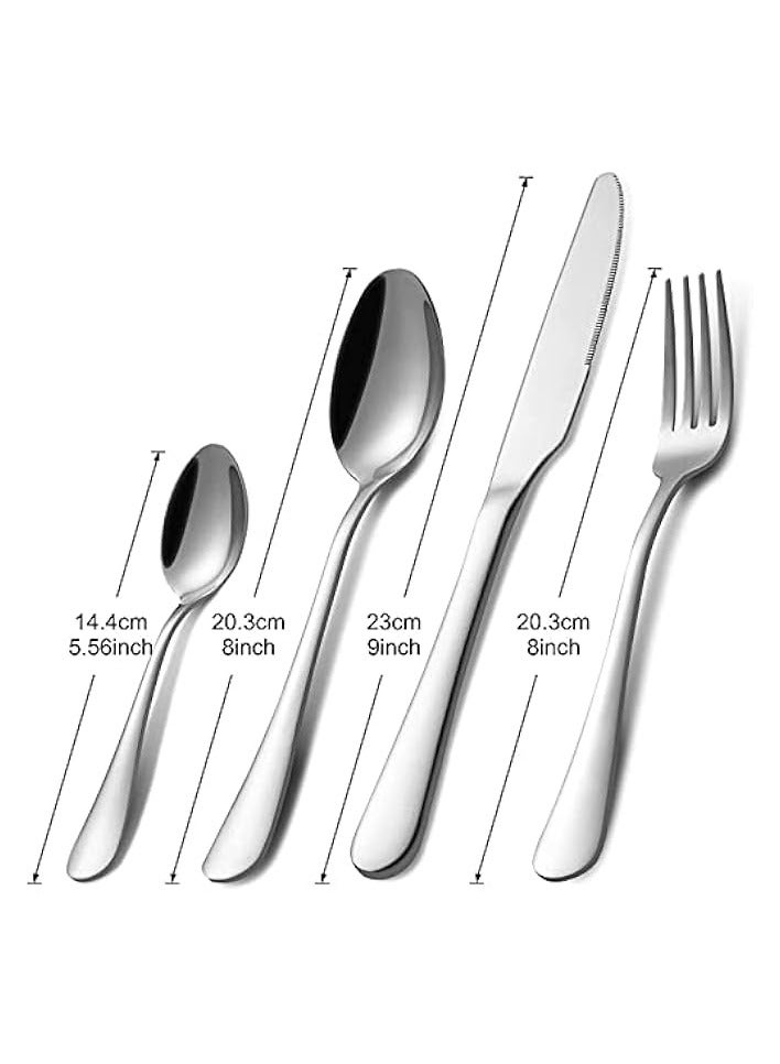 24 Pieces Cutlery Set, Stainless Steel Basic Flatware Cutlery Silverware for Home/Office/Party/Camping, Knife Fork Spoon Eating