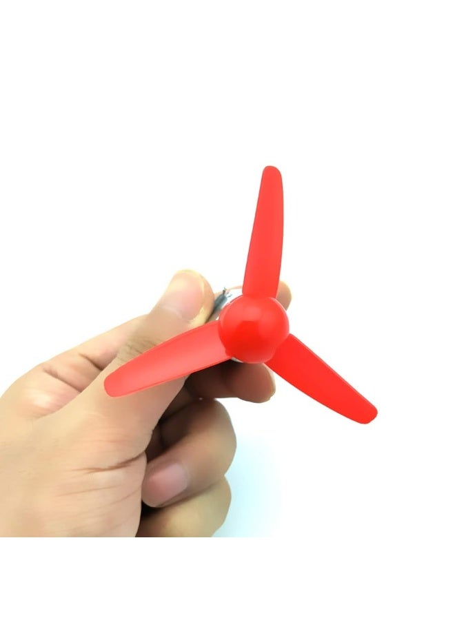 EUDAX Micro DC Motor 2mm Shaft Propeller with 3 Vanes 80mm Fan Shape for Fan Leaves Ship Model RC Boat DIY Airplane Science and Education Toys