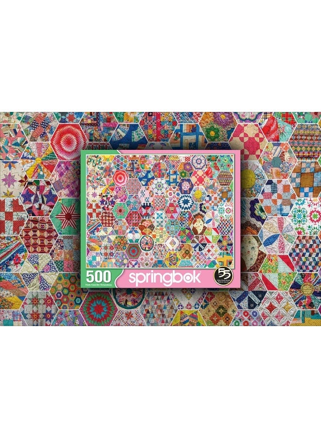 Springbok's 500 Piece Jigsaw Puzzle Crazy Quilts - Made in USA