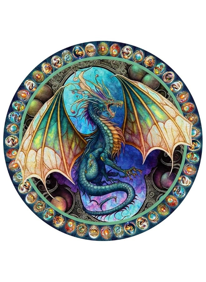 Springboks Dragon Heart 500 Piece Round Jigsaw Puzzle for Adults  Unique Cust Pieces with Spectacular Dragon Image  Made in USA