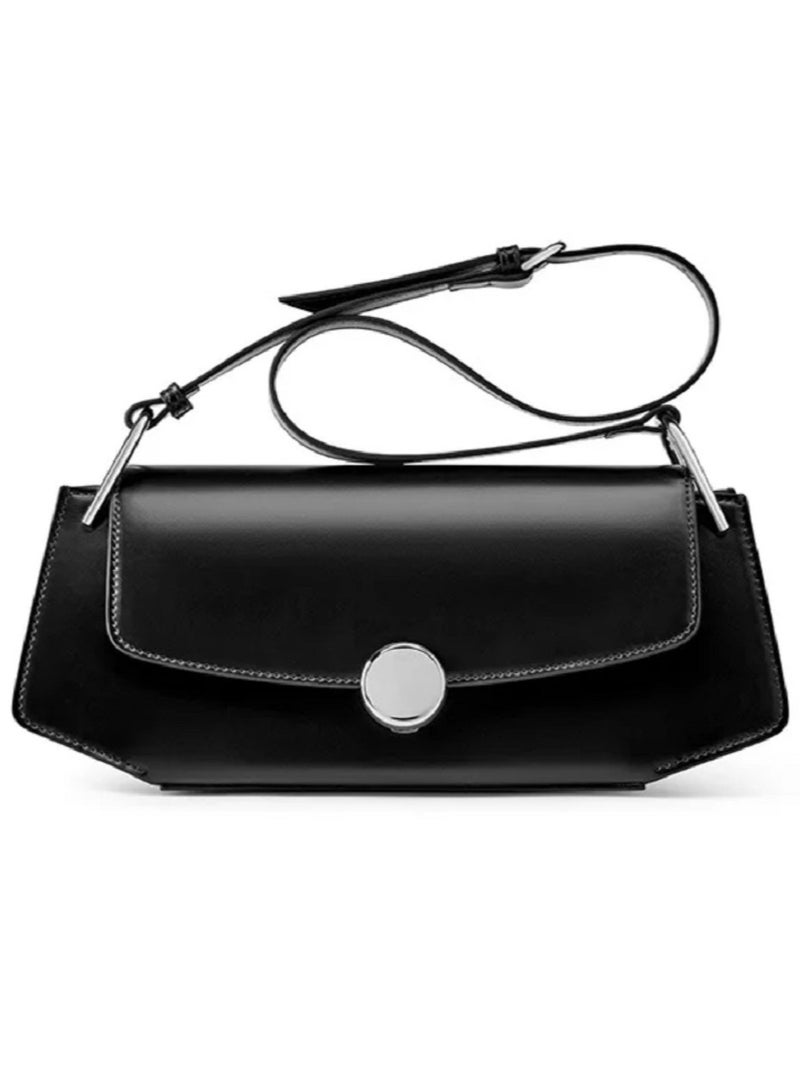 Genuine Leather Handbags for Women Crossbody Bag Women's Handbag Vintage Handbag Metal Frame Kiss Lock Shoulder Bag Tote Bag Shoulder Bag - Black