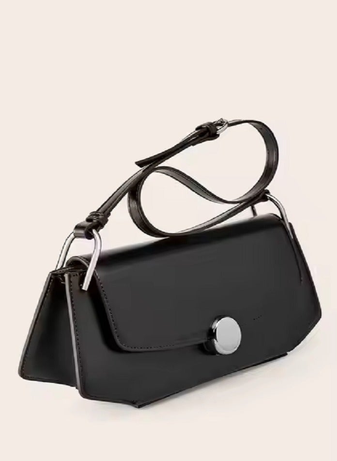 Genuine Leather Handbags for Women Crossbody Bag Women's Handbag Vintage Handbag Metal Frame Kiss Lock Shoulder Bag Tote Bag Shoulder Bag - Black