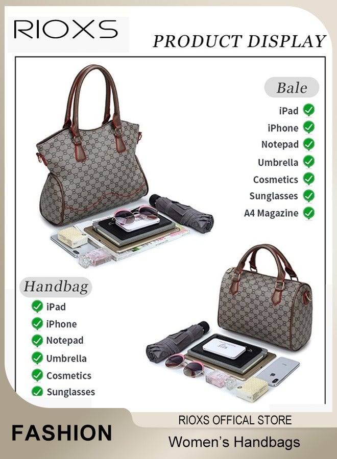 Women Fashion Bags 6pcs Handbags Large Capacity Satchel Purses and Handbags for Women Vintage Printing Shoulder Tote Bags and Wallets