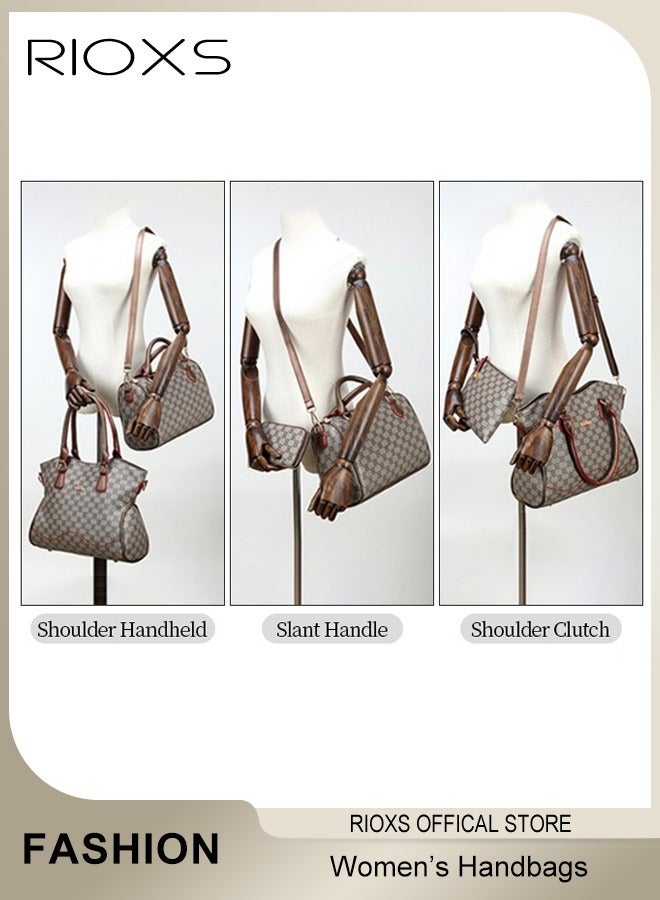 Women Fashion Bags 6pcs Handbags Large Capacity Satchel Purses and Handbags for Women Vintage Printing Shoulder Tote Bags and Wallets