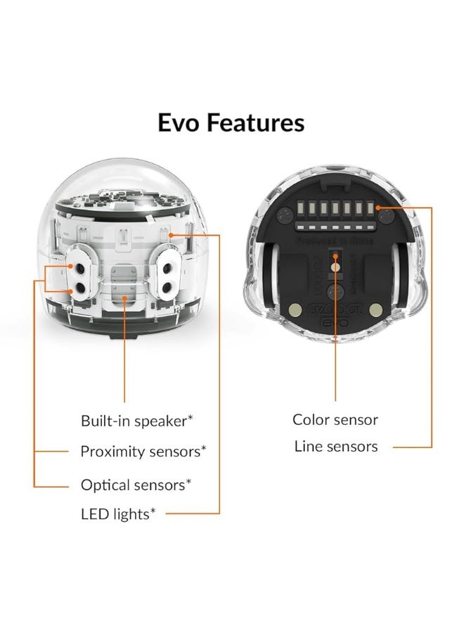 Evo Entry Kit: Interactive Coding Robot, Kids Ages 5+, Includes Color Code Markers, Charging Cable, Zip Case, Access to 700+ STEM Lessons - Educators & Parents, No Coding Experience Required