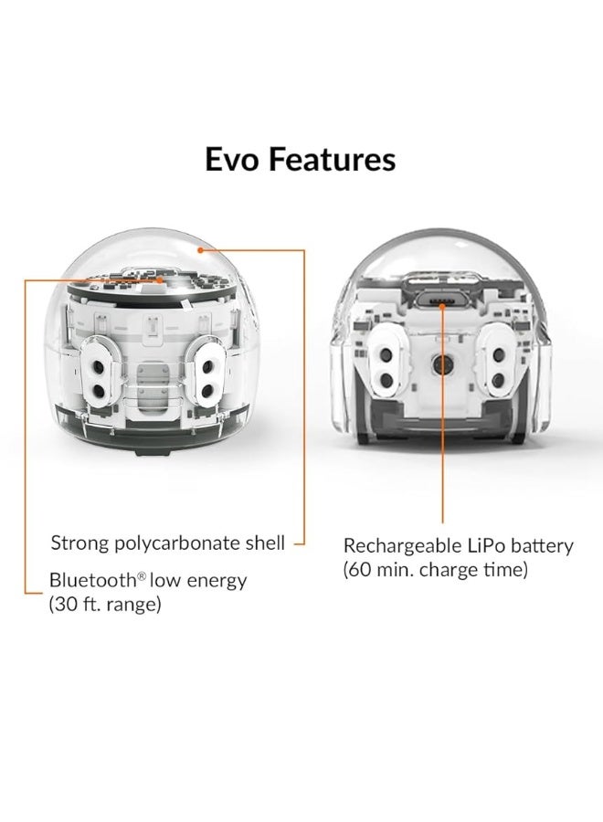 Evo Entry Kit: Interactive Coding Robot, Kids Ages 5+, Includes Color Code Markers, Charging Cable, Zip Case, Access to 700+ STEM Lessons - Educators & Parents, No Coding Experience Required