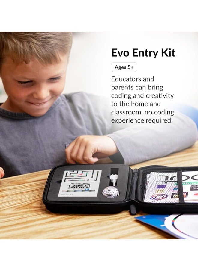 Evo Entry Kit: Interactive Coding Robot, Kids Ages 5+, Includes Color Code Markers, Charging Cable, Zip Case, Access to 700+ STEM Lessons - Educators & Parents, No Coding Experience Required