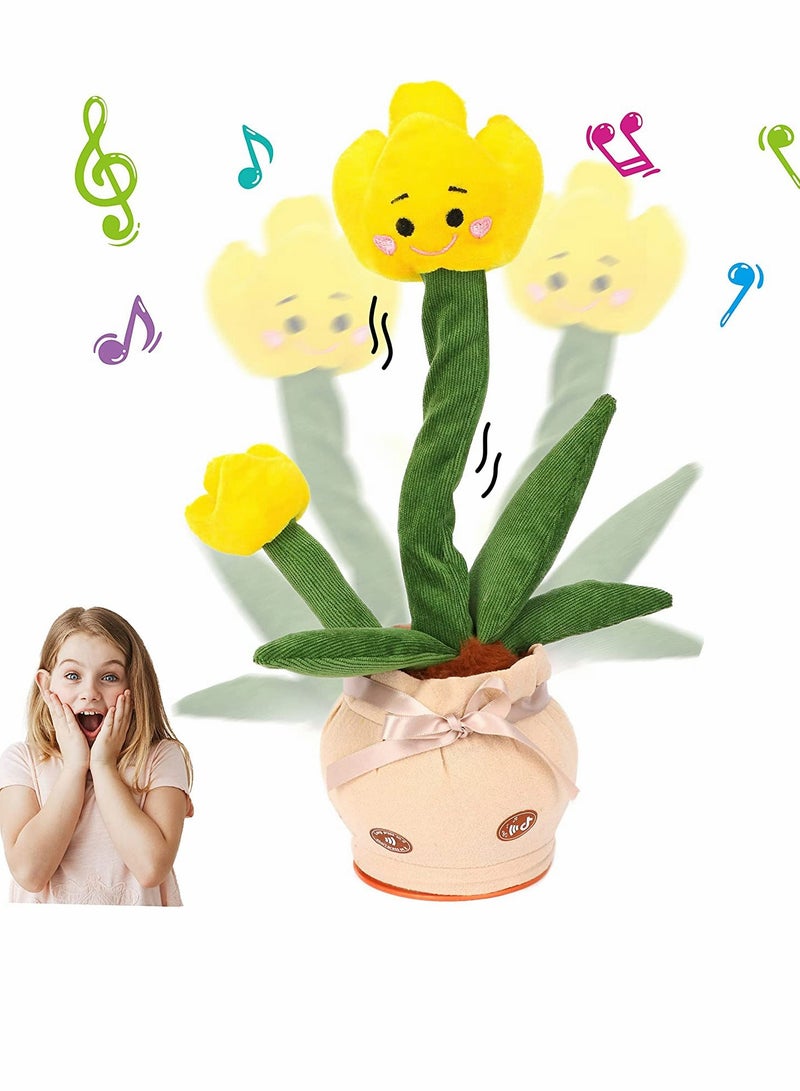 Electric Dancing Tulip Plant Toys Repeats Adjustable Volume Talking Toy